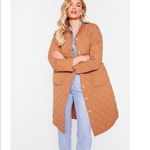 Quilted button down longline coat
